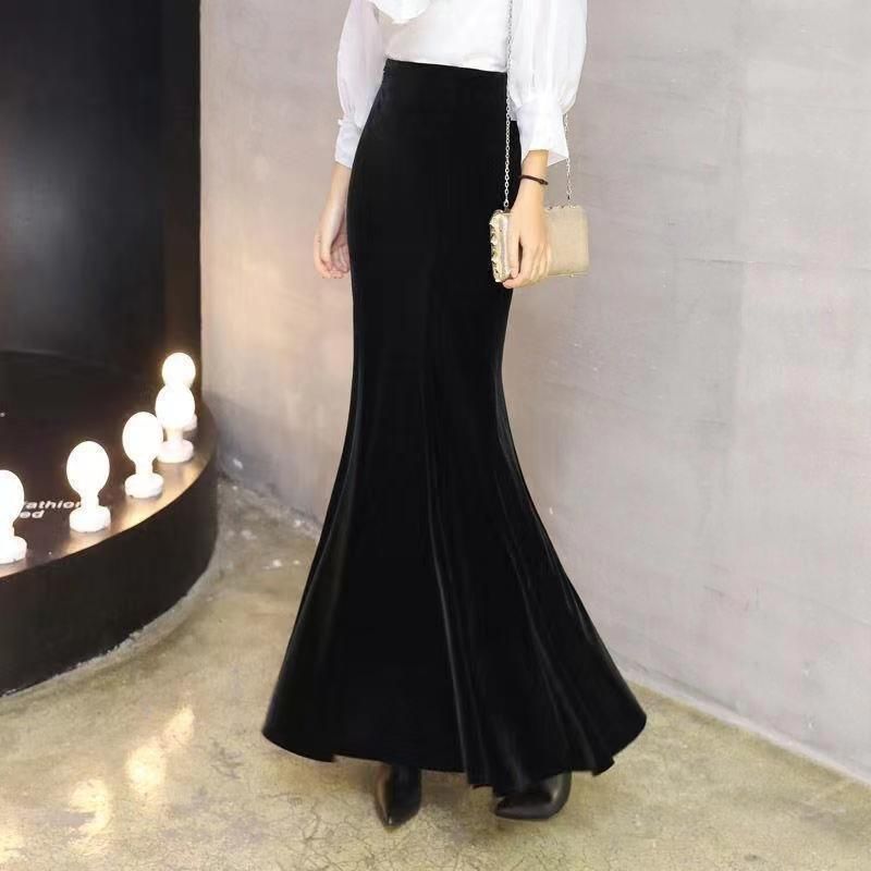 Winter Clothing Aesthetic - Jupe sirène taille haute en velours
