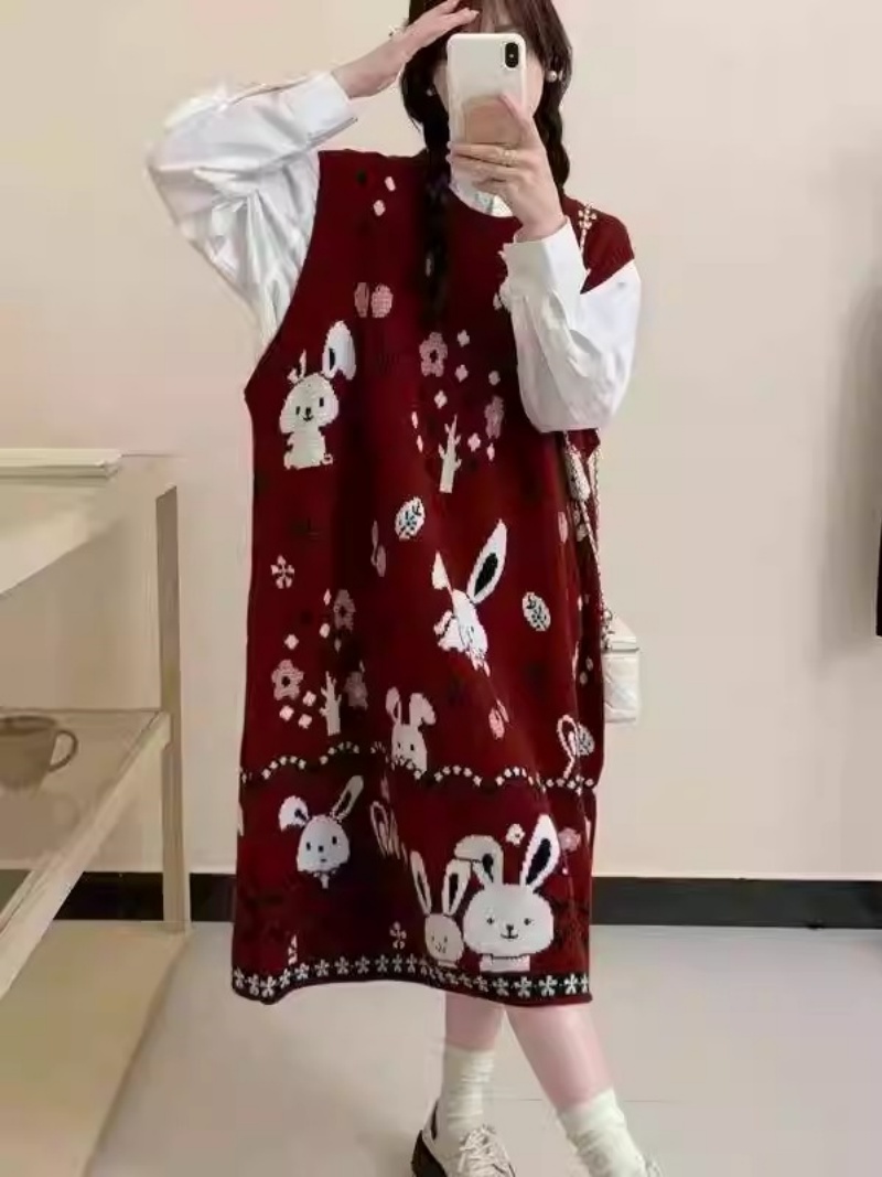 Winter Clothing Trends 2025 Women'S - Paresseux dessin animé pull gilet robe