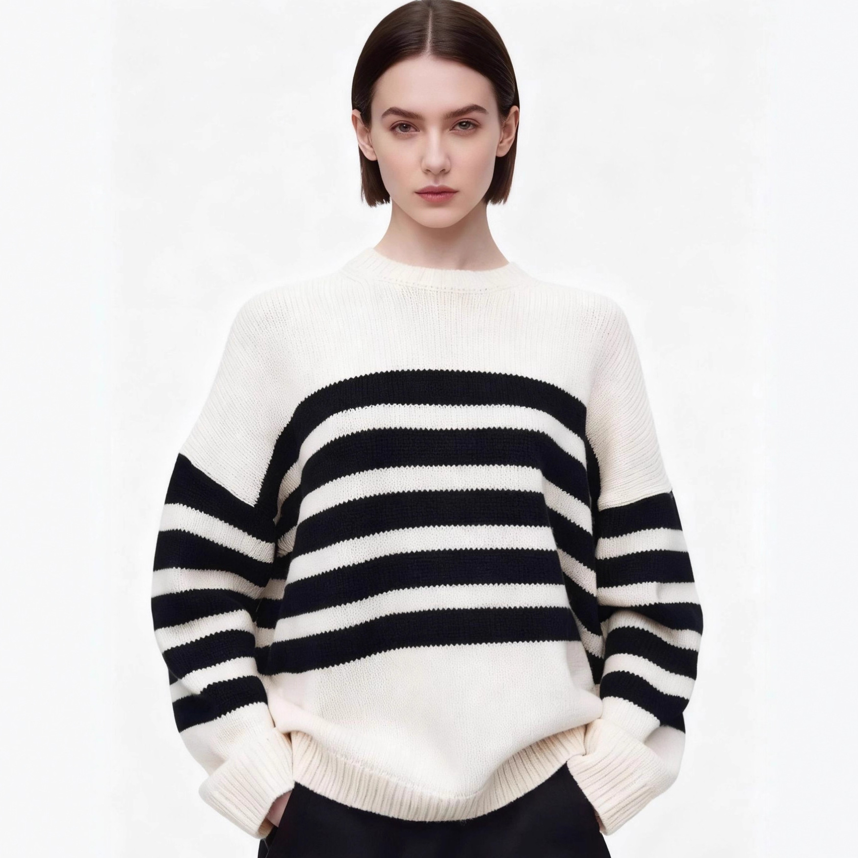 Winter Under Clothing - Pull en laine rayé haut de