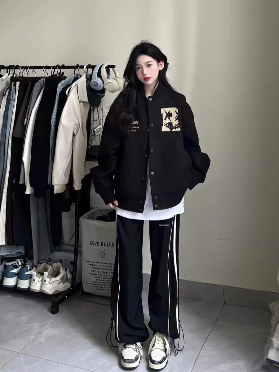 Winter Clothing Trends 2025 Women'S - Veste de Baseball pour femmes, noire,