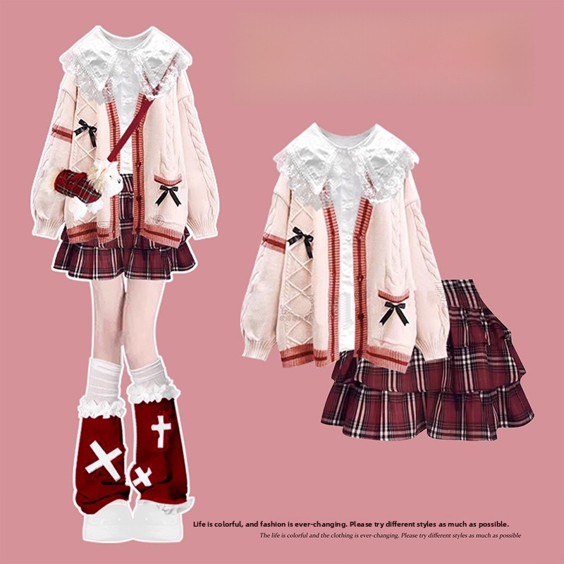 Winter Under Clothing - Robe pull à carreaux rouges pour