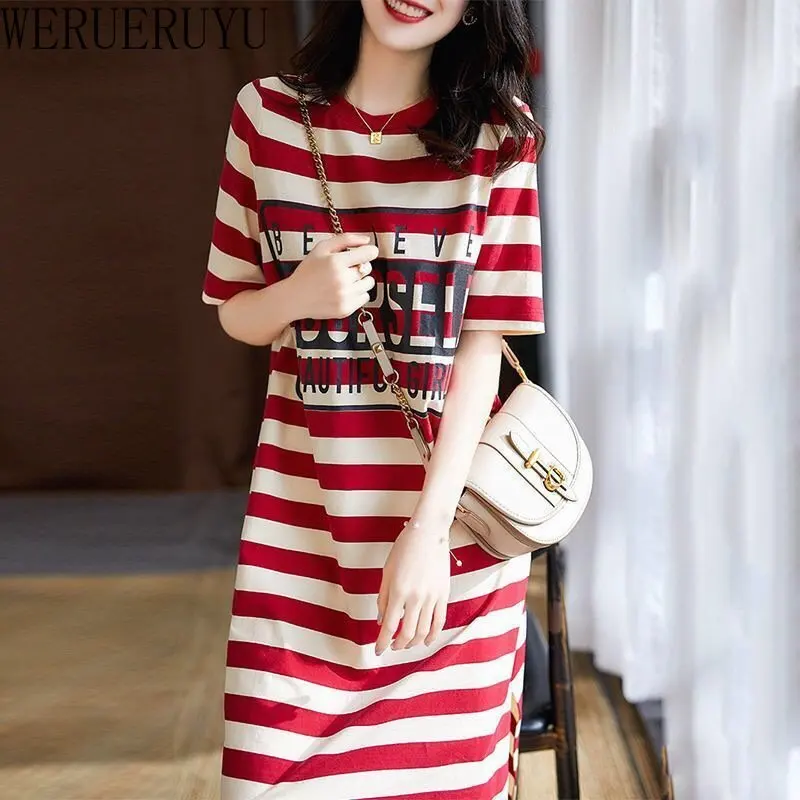 Robe mi-longue imprimée rayée, - Winter Clothing Aesthetic avis et prix